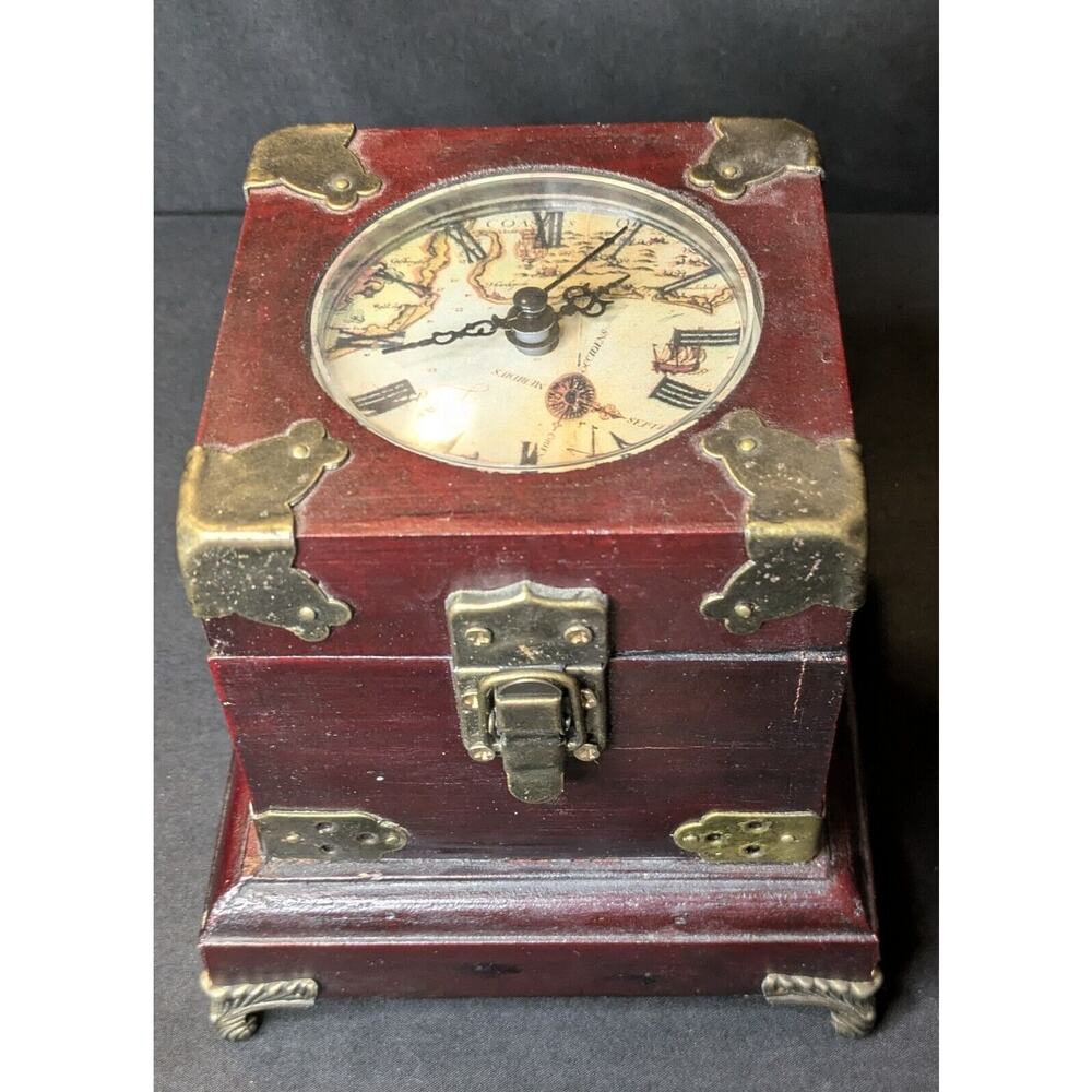 Vintage Handmade Compass Themed Clockbox